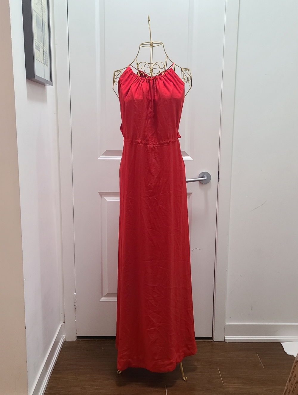 H&M Red Halter-Style Maxi Cocktail Dress